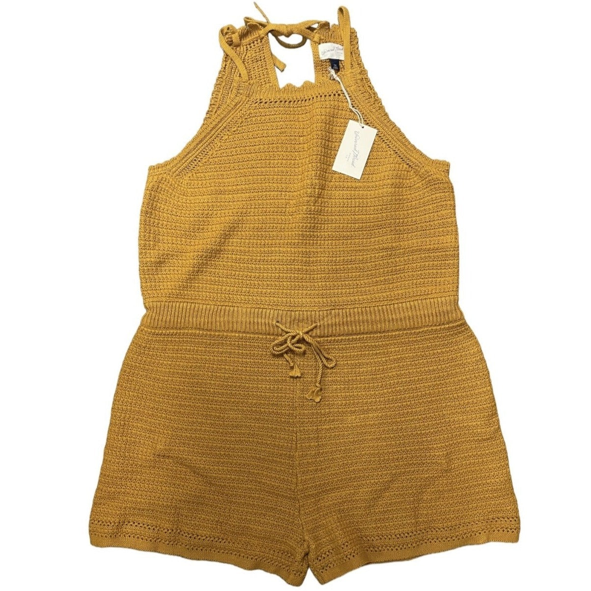 Apparel Wholesale Lot - Universal Thread Women's Yellow Knit Romper, Sleeveless Drawstring, Assorted Sizes - 11 Units