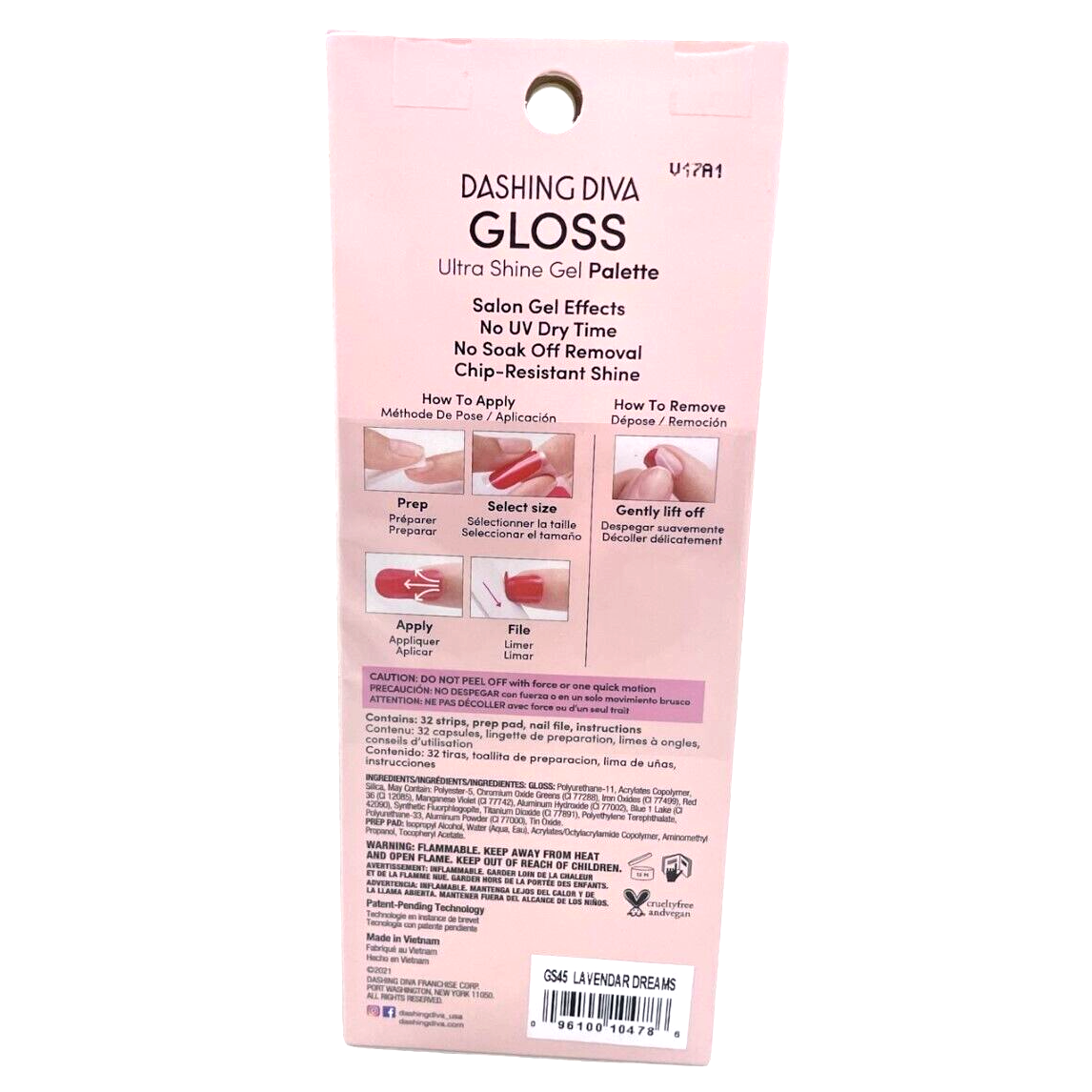 Dashing Diva Gloss 32 Gel Nail Strips GS45 Lavender Dreams