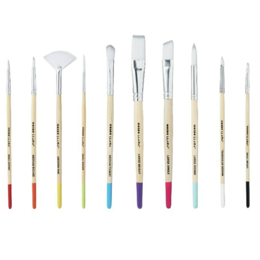 Lot 12 Mondo LLama Artist Paintbrush 10Pc Set Synthetic Bristles Acrylic Tempera