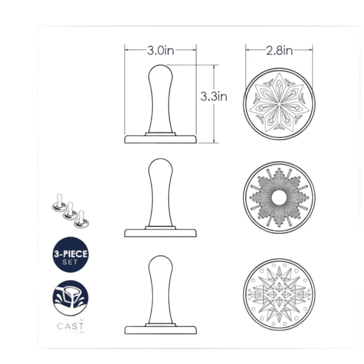 Nordic Ware Starry Night Heirloom Cast Aluminum Cookie Stamps With Wood handles