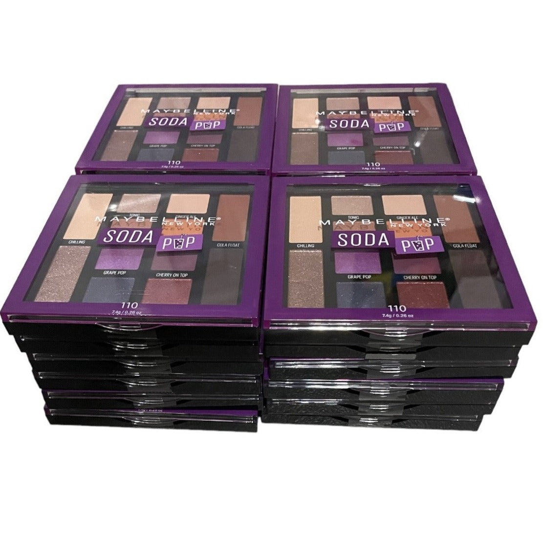 Shelf Pull Makeup - Maybelline New York Soda Pop Eye Shadow 12 Color Pallet, 12 Colors - 24 Units cosmetics liquidation wholesale overstock