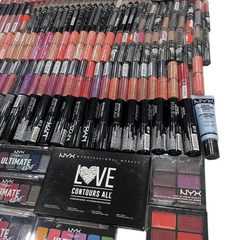Shelf Pull Makeup - NYX Assorted Products - 145 PCs LOT whjolesale cosmetics liquidations health and beauty HBA boutique flea market inventory ecommerce
