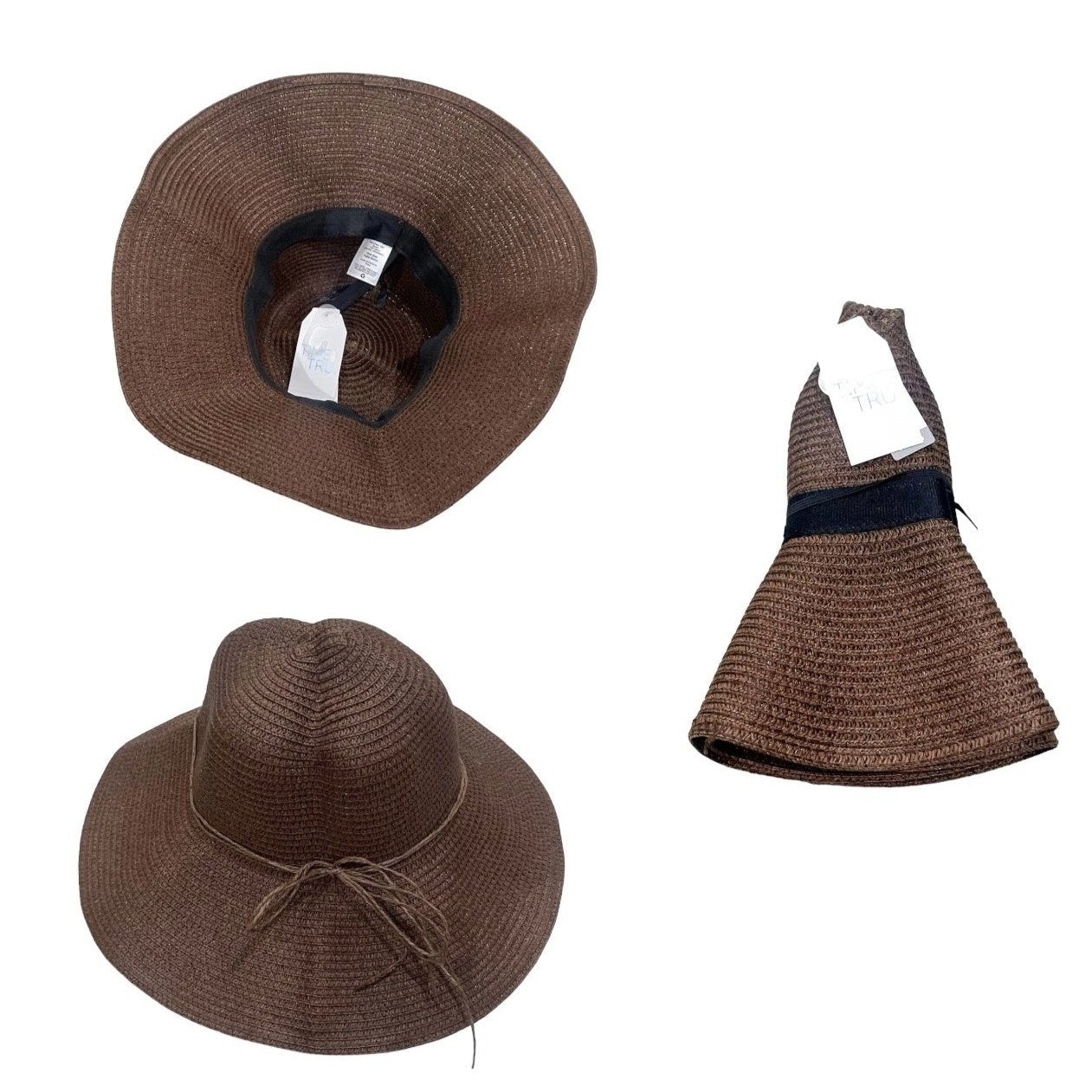 Overstock Hats - Time And Tru Women's Paper Straw Packable Floppy Hat, One Size, Assorted Colors - 28 PCs Lot boutique inventory flea markets wholesale liquidation