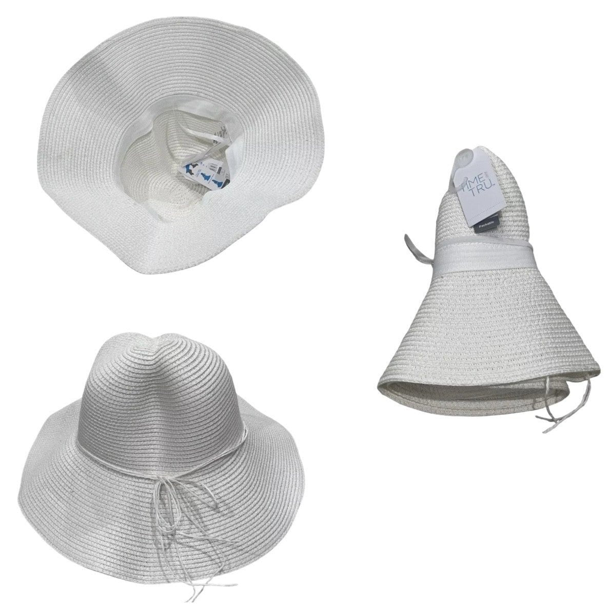 Overstock Hats - Time And Tru Women's Paper Straw Packable Floppy Hat, One Size, Assorted Colors - 28 PCs Lot boutique inventory flea markets wholesale liquidation