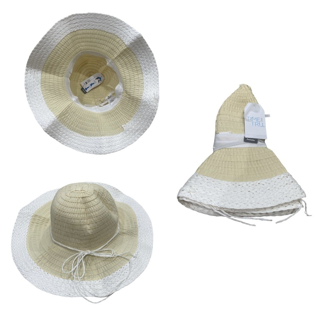 Overstock Hats - Time And Tru Women's Paper Straw Packable Floppy Hat, One Size, Assorted Colors - 28 PCs Lot boutique inventory flea markets wholesale liquidation