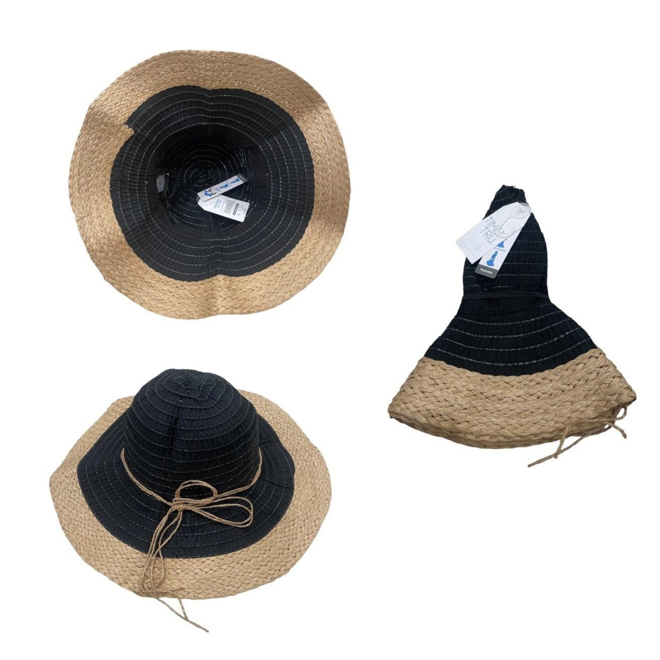 Overstock Hats - Time And Tru Women's Paper Straw Packable Floppy Hat, One Size, Assorted Colors - 28 PCs Lot boutique inventory flea markets wholesale liquidation