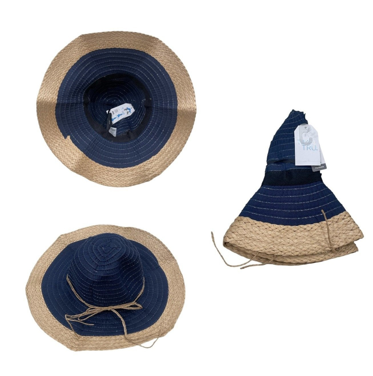 Overstock Hats - Time And Tru Women's Paper Straw Packable Floppy Hat, One Size, Assorted Colors - 28 PCs Lot boutique inventory flea markets wholesale liquidation