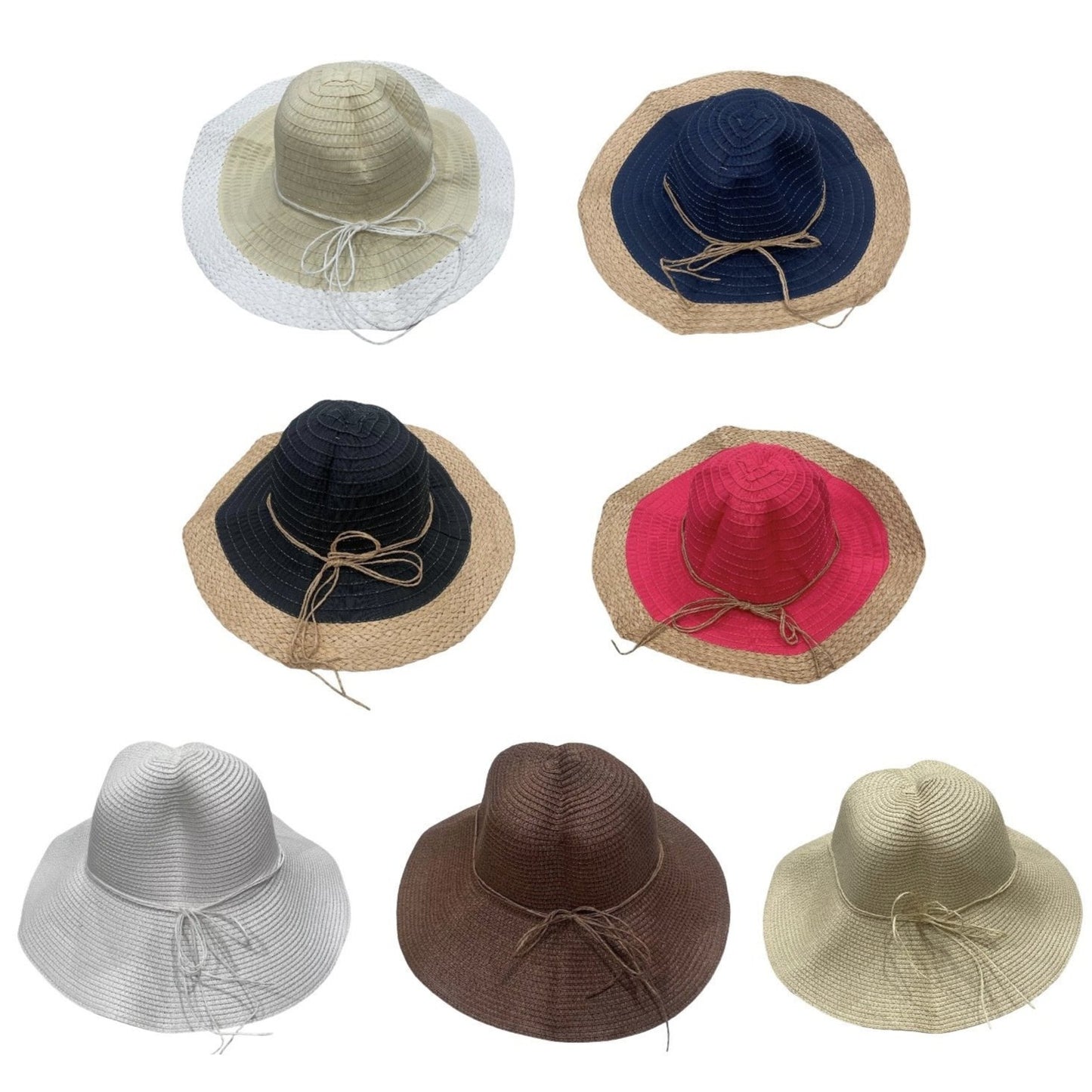 Overstock Hats - Time And Tru Women's Paper Straw Packable Floppy Hat, One Size, Assorted Colors - 28 PCs Lot boutique inventory flea markets wholesale liquidation