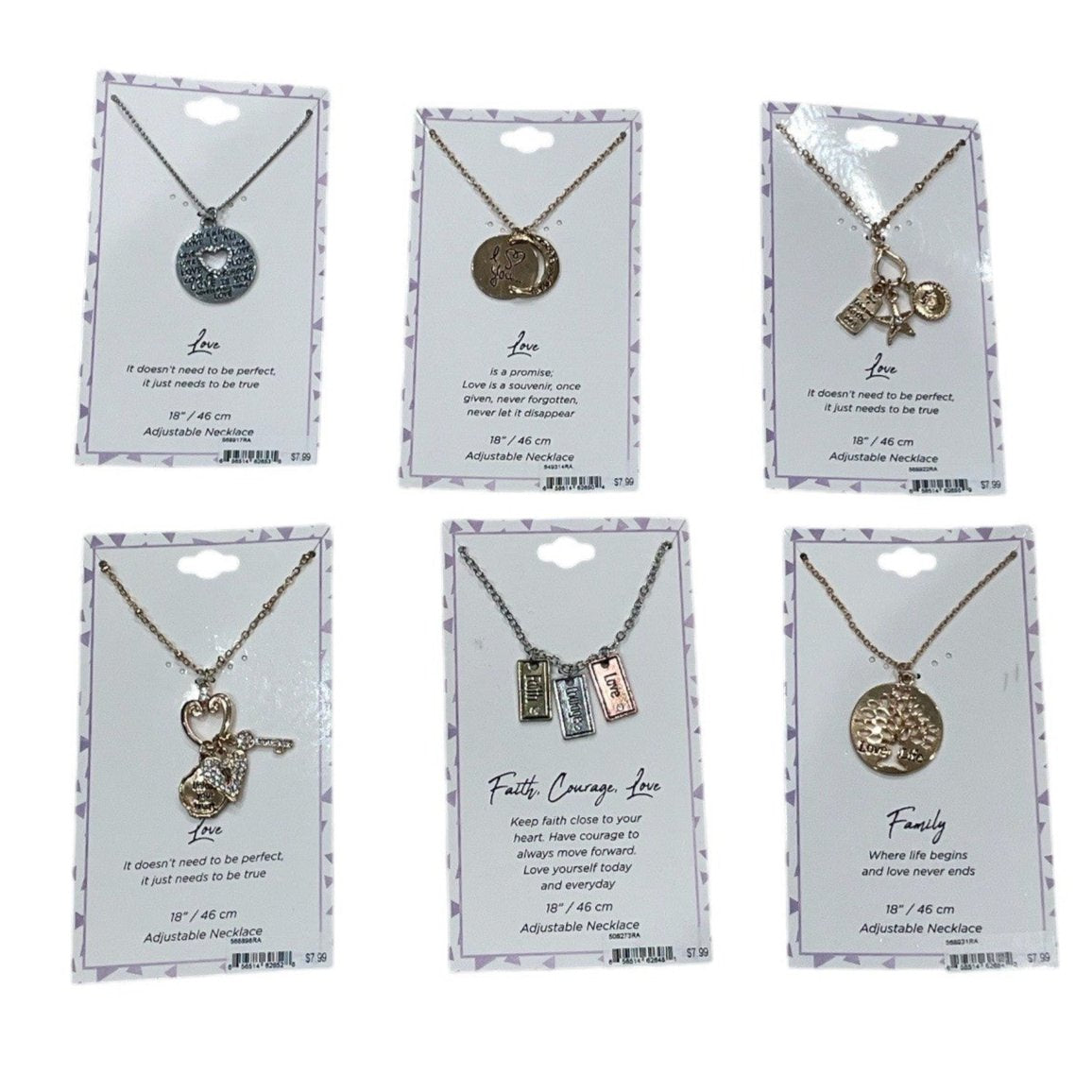 Overstock Jewerly - 18" Adjustable Necklace & Charms, Assortment Of 6 Styles, Faith, Family, Love - 80 PCs Lot excess inventory surplus wholesale liquidations fashion jewelry