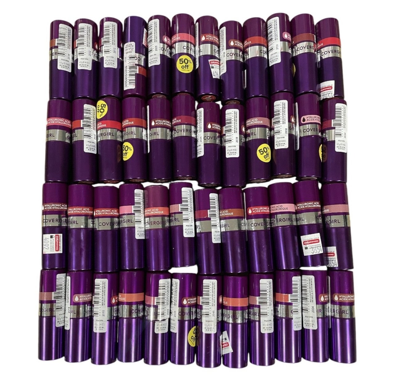 Shelf Pull Makeup - COVERGIRL Simply Ageless Moisture Renew Core Lipstick With Hyaluronic Acid - 48 PCs Lot cosmetic liquidation overstock wholesale inventory for ecommerce amazon ebay flea market