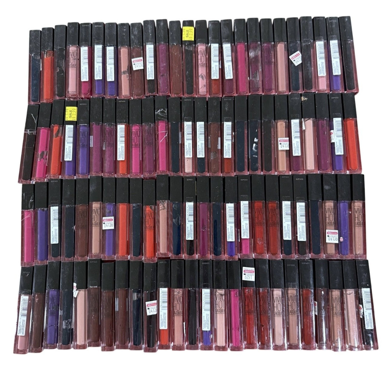 SALVAGE Makeup - Maybelline Vivid Hot LacquerLipstick, Assorted - 100 PCs Lot cosmetics liquidations wholesale inventory ecommerce flea market boutiques ebay