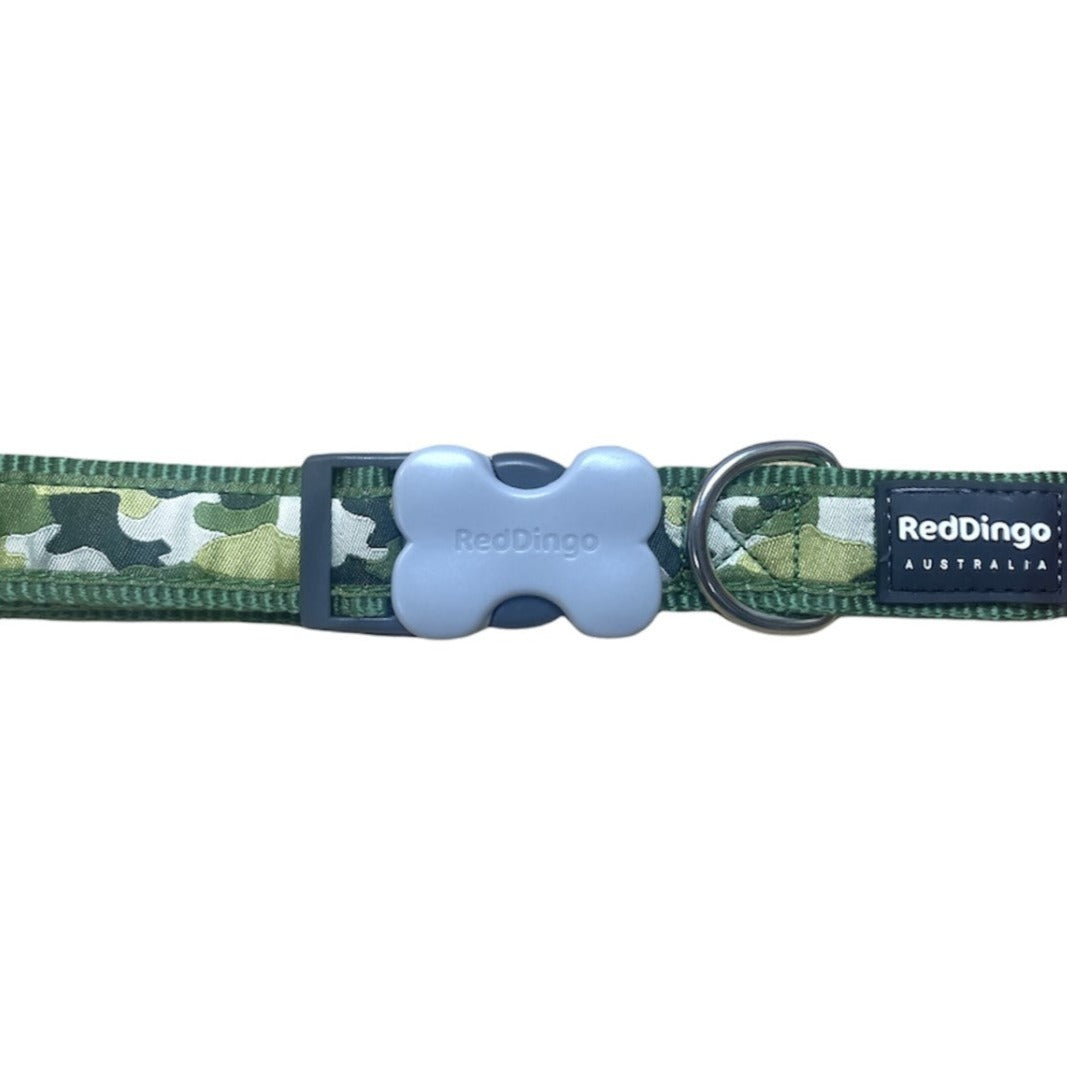 Red Dingo Daisy Chain Dog Collar, Large, Adjustable Neck Size, Camouflage Green
