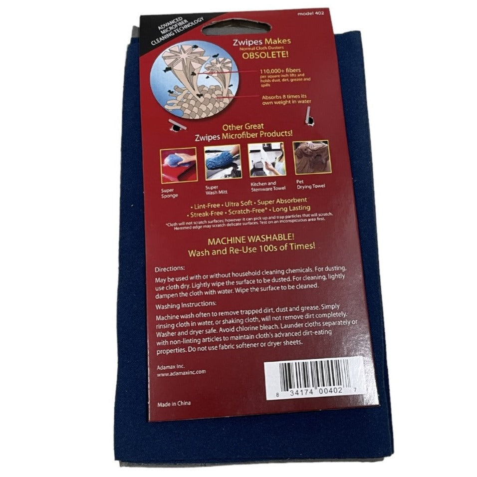 Zwipes Microfiber Screen, Eyeglass & Lens Cloth 8" x 6.5" - 2 Packs (8 Pieces Total)