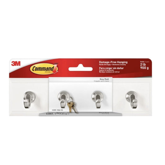 3M Command White Key Rail, Holds 2 LB