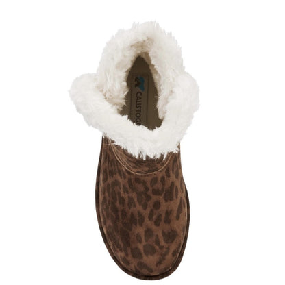 Calistoga Vegan Suede Faux Lining And Trim Women's Ankle Bootie, Animal Print, Size 6