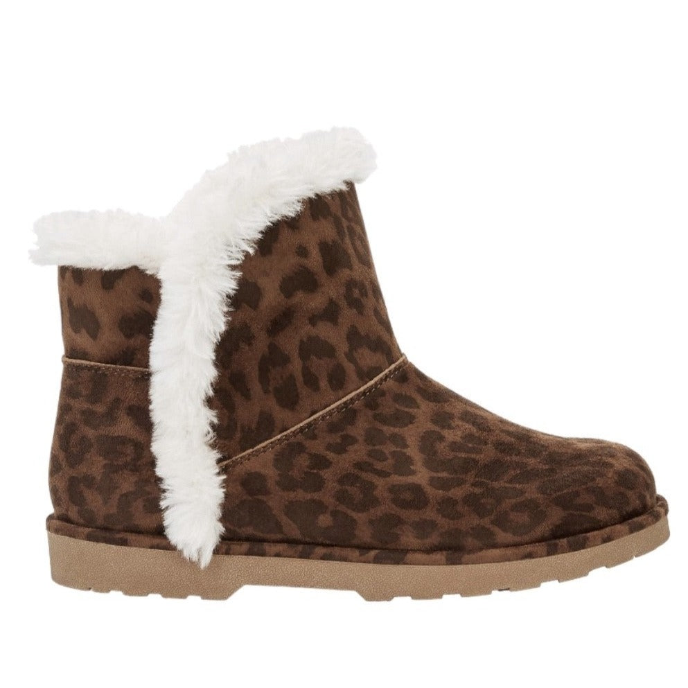 Calistoga Vegan Suede Faux Lining And Trim Women's Ankle Bootie, Animal Print, Size 6
