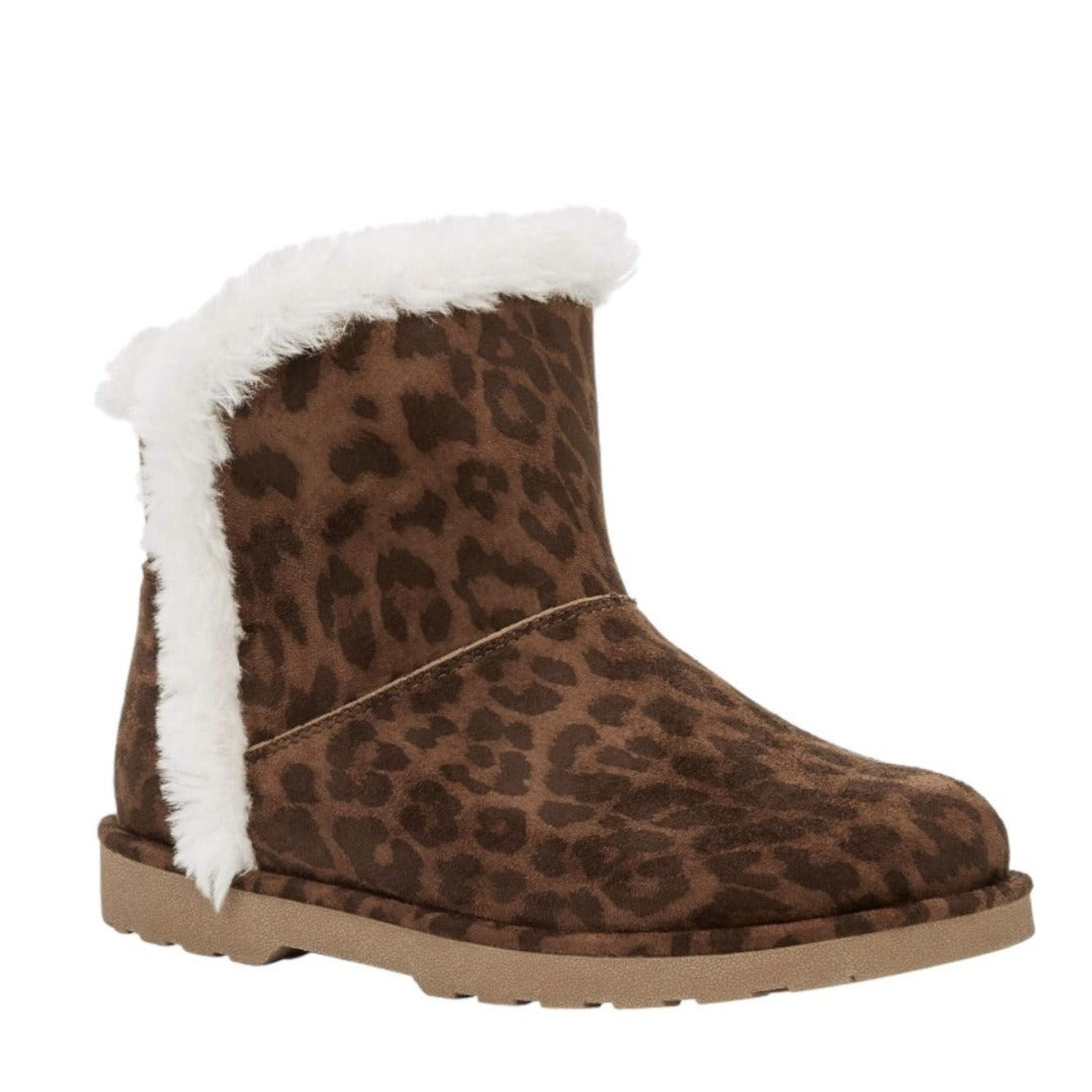 Calistoga Vegan Suede Faux Lining And Trim Women's Ankle Bootie, Animal Print, Size 6