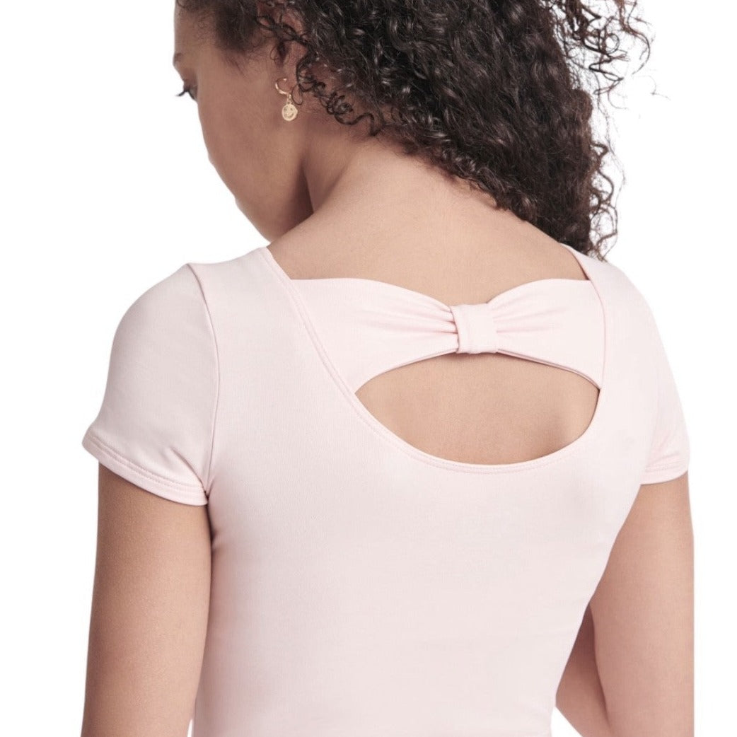 Justice Girls Cap Sleeve Dance & Gymnastics Leotard, Light Pink, Size XXS (4)