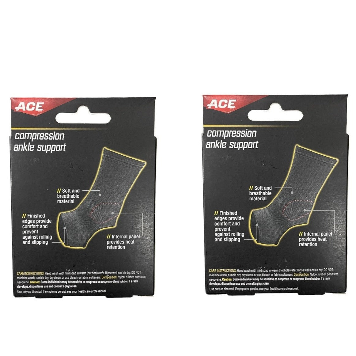 Lot Of 2 ACE Brand 3M Compression Ankle Support Small/Medium, Mild Support Level