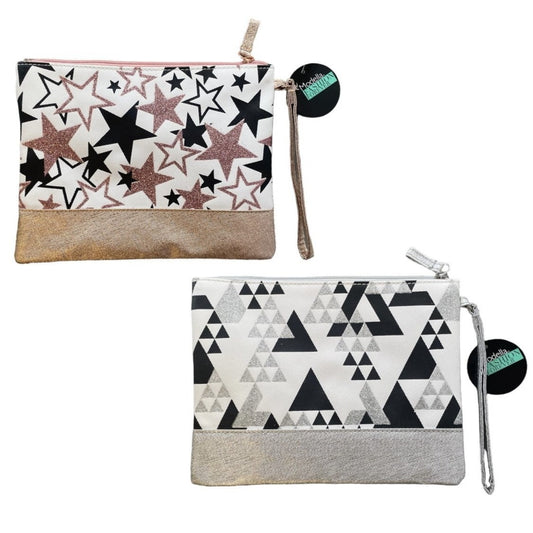 Modella Fashion Forever Wristlet Makeup Bag, Glitter Accents 9in x 7in