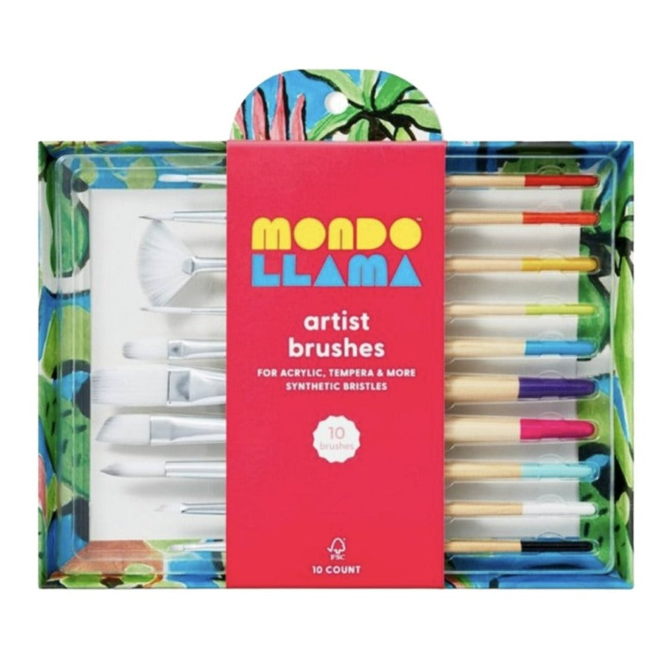 Mondo LLama Artist Paintbrush Set 10pc, Synthetic Bristles, Acrylic, Tempera