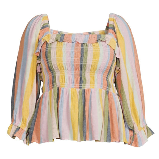 NWT Romantic Gypsy Women's Plus Size Square Neck Top, Long Sleeve, Size 3X