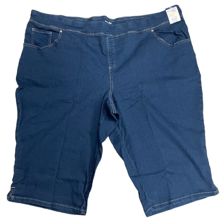 Terra & Sky Women's Sretch Pull On Denim Capris, Plus Size 5X (32W-34W)