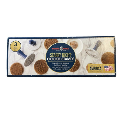 Nordic Ware Starry Night Heirloom Cast Aluminum Cookie Stamps With Wood handles