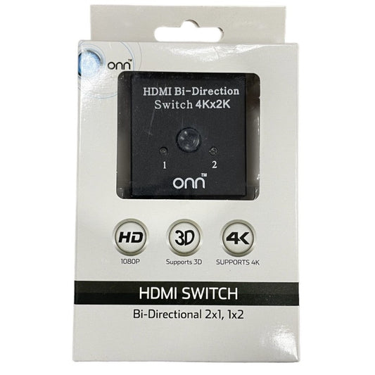 ONN HDMI Switch Bi-Directional 2x1, 1x2, Supports 3D & 4K, 1080P - ONB17AV009E