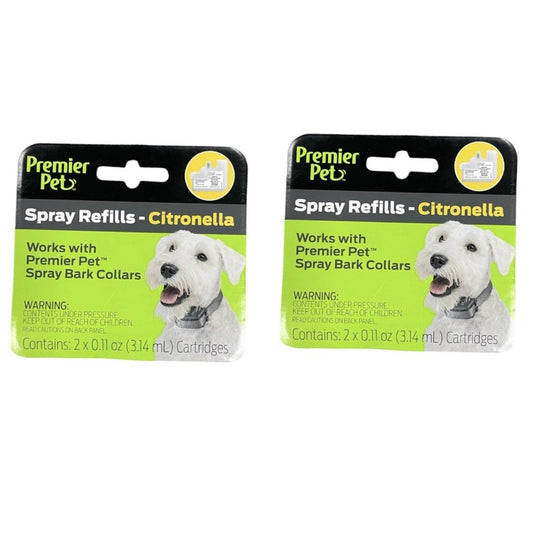 Premier Pet Spray Citronella Refill Replacement Cartridges For Spray Bark Collar, 2 Count Per Pack - 2 Packs (4 Cartridges Total)