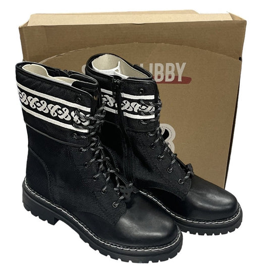 Sam & Libby Women's Stella Embroidered Combat Boot, Black, Size 8.5
