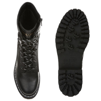 Sam & Libby Women's Stella Embroidered Combat Boot, Black, Size 8.5