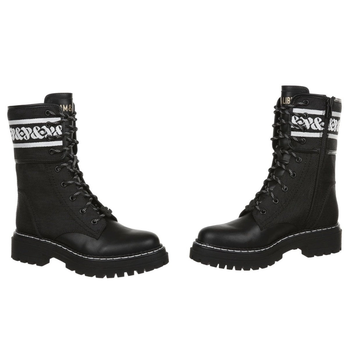 Sam & Libby Women's Stella Embroidered Combat Boot, Black, Size 8.5