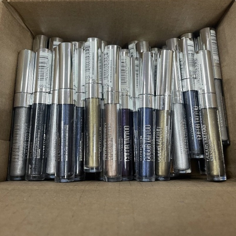 Shelf Pull Makeup - Maybelline Color Tattoo Eye Chrome Eyeshadow, Assorted Shades - 55 Units cosmetics liquidations wholesale overstock