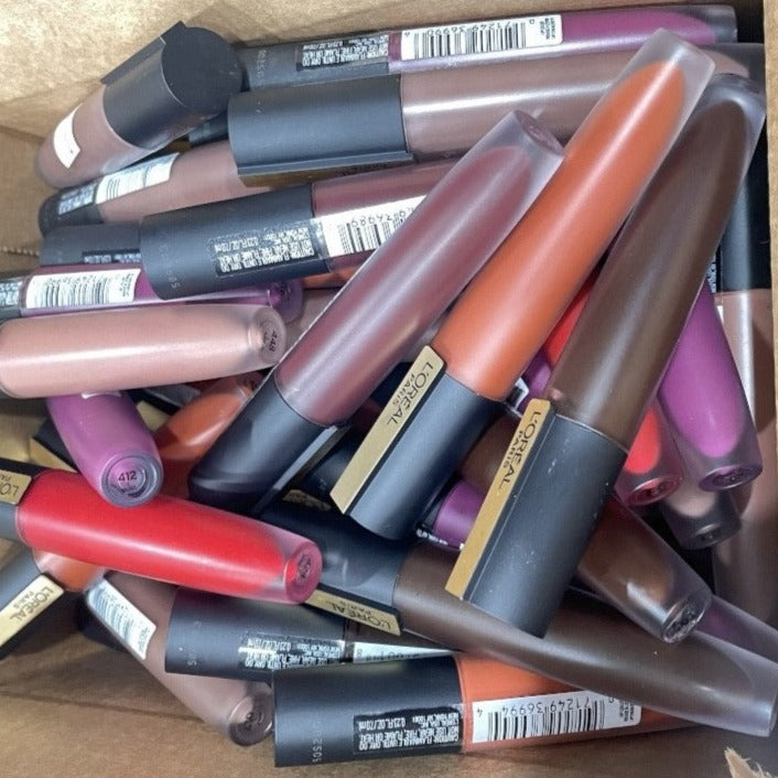 Shelf Pull Makeup L'Oreal Rouge Signature Matte Lip Stain, Assorted Shades - 75 Units, cosmetics liquidation wholesale overstock surplus