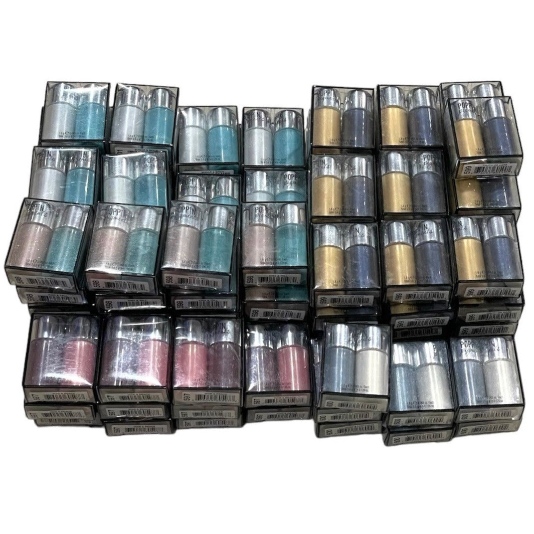 Shelf Pull Makeup Hard Candy Poppin Pigments Duo Eye Shadow Powder, Assortment Of 5 Shades - 100 Units cosmetics liquidations overstock, HBA, health and beauty inventory