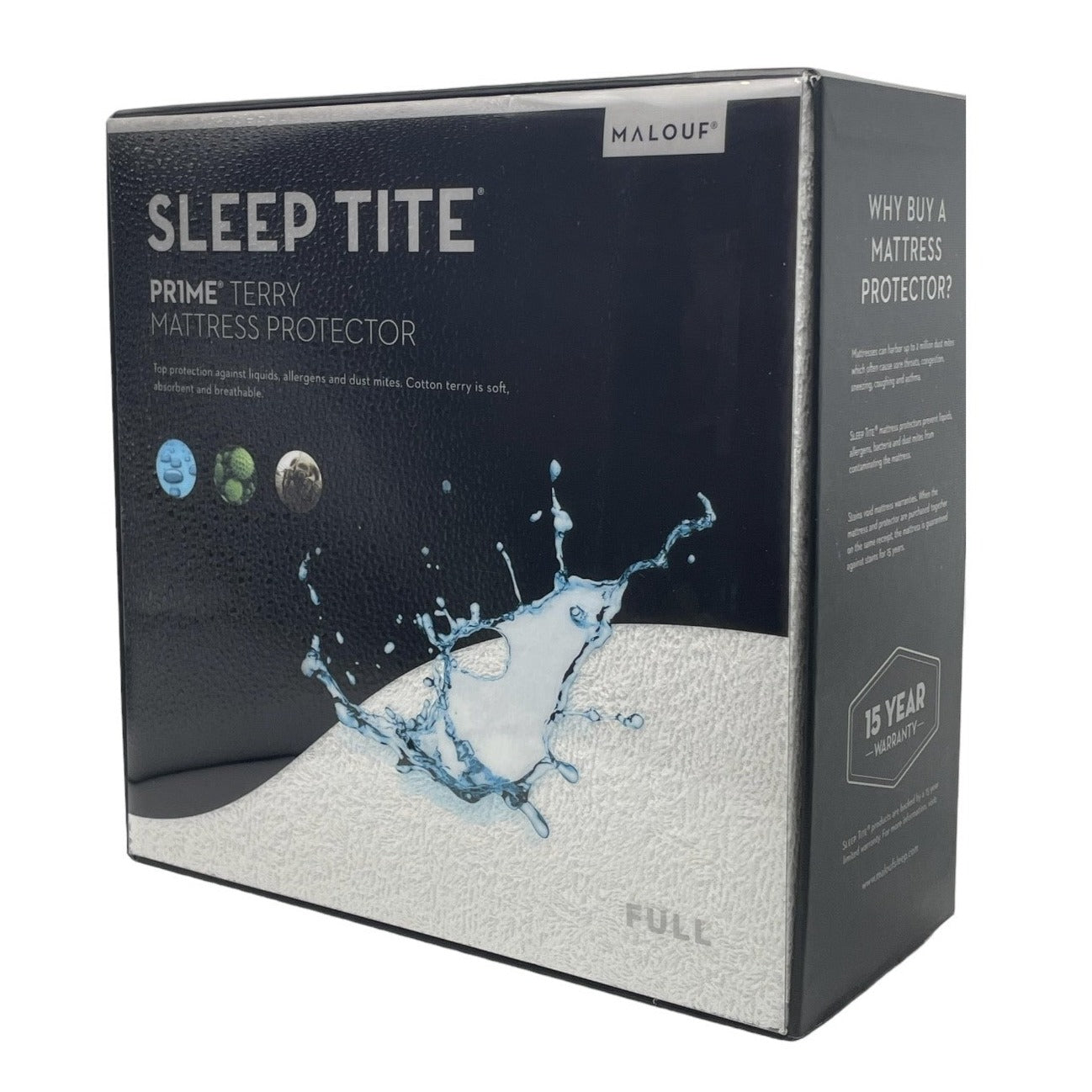 Sleep Tite Prime Smooth Mattress Protector, Full Size, 75"L x 54"W, 100% Liquid Proof