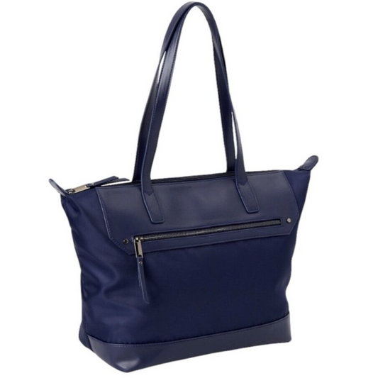 Time And Tru Adelle Nylon Women's Double Shoulder Strap Tote Travel Bag, Blue