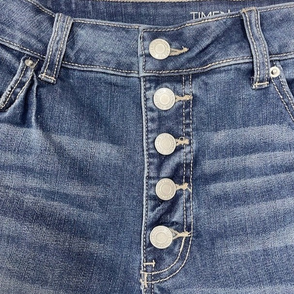 Time And Tru Women's High Rise Button Fly Relaxed Denim Bermuda Short Size 14