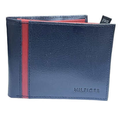 Tommy Hilfiger Men's Passcase Bifold Leather Wallet & Valet, Navy Red, RFID Protection holiday gift for men