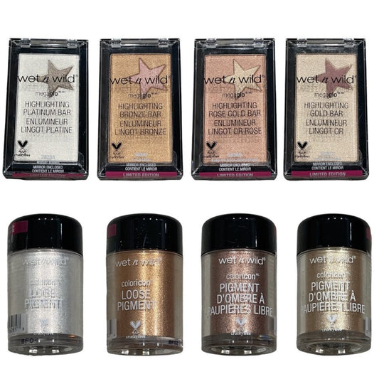 Shelf Pull Makeup - Wet N Wild Coloricon, Assortment Of Loose Pigment & Highlighting Bar Limited Edition - 48 PCs Lot cosmetic liquidations wholesale inventory