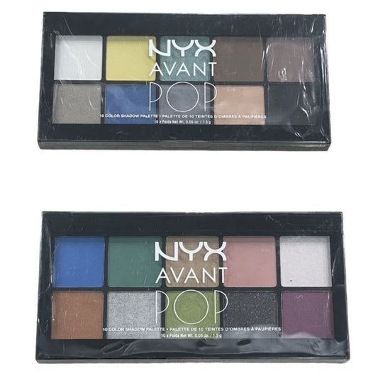 Shelf Pull Makeup - NYX Avant Pop Eyeshadow Color Palette, Assortment Of 2 Color Sets - 24 PCs Lot cosmetics liquidation boutique flea market garage sale inventory