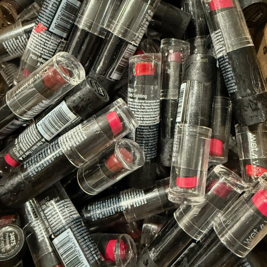 SALVAGE Makeup - Wet N Wild Megalast Lipstick, Assorted Shades (Sticky Outer Casing) - 110 PCs Lot cosmetics liquidations wholesale inventory ebay amazon flea marketgarage sale