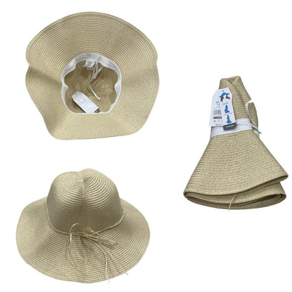 Overstock Hats - Time And Tru Women's Paper Straw Packable Floppy Hat, One Size, Assorted Colors - 28 PCs Lot boutique inventory flea markets wholesale liquidation