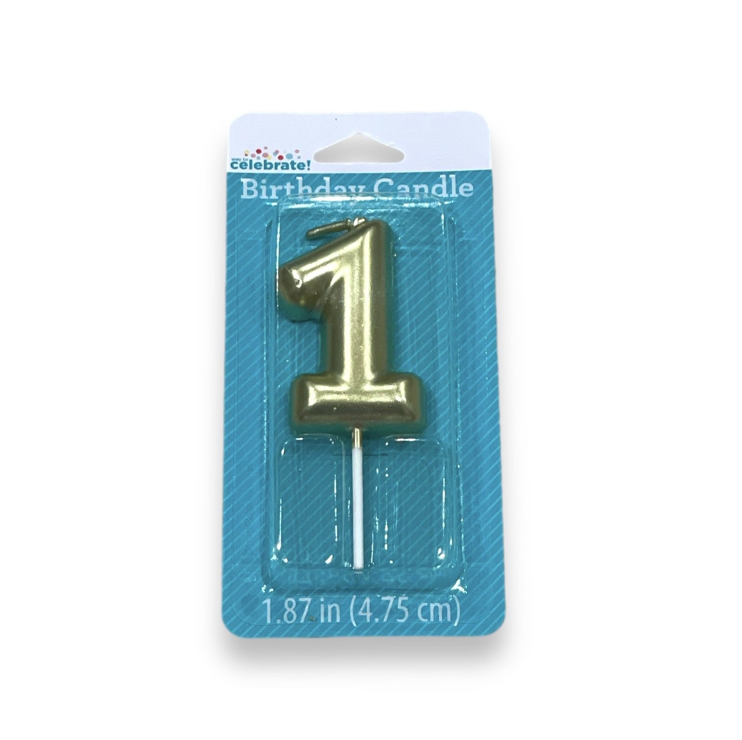 Overstock Party Supplies - Numerical Bithday Candle #1, 2 Inch, Blue, Pink, Gold - 48 Units liquidations merchandise flea market boutique party lanners