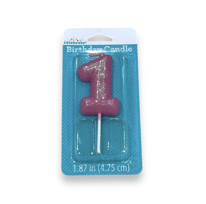 Overstock Party Supplies - Numerical Bithday Candle #1, 2 Inch, Blue, Pink, Gold - 48 Units liquidations merchandise flea market boutique party lanners