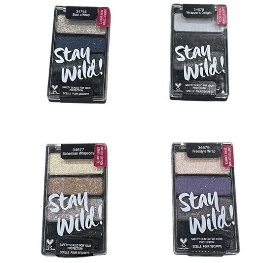 Shelf Pull Makeup - Wet n Wild Coloricon Stay Wild Eyeshadow Trio, Assortment Of 4 Color Sets - 60 PCs Lot cosmetics wholesale liquidation garage sale flea market vendors inventory