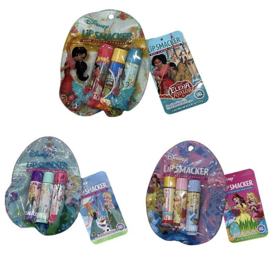 Shelf Pull Personal Care - Lip Smacker Disney Trio Packs, Elena, Frozen, Princess - 50 PCs Lot HBA liquidations wholesale lip smacker flea market boutique garage sale vendors inventory