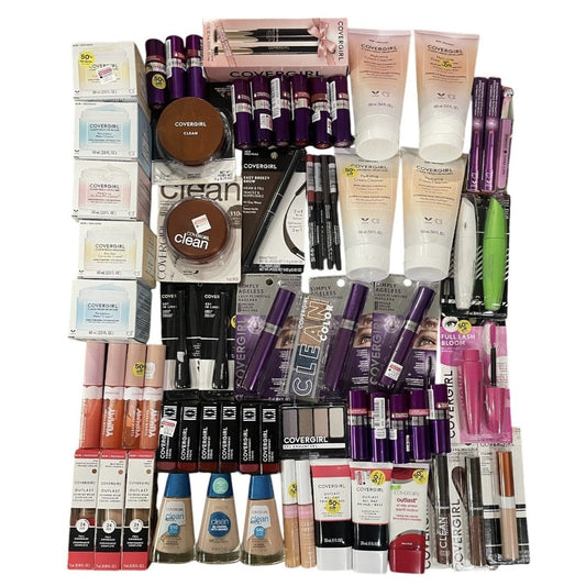 Shelf Pull Makeup - Covergirl, Assorted Products, Eyes, Face, Lips & More - 66 PCs Lot cosmetics liquidation wholesle overstock surplus inventory for flea markets boutiques garage sale