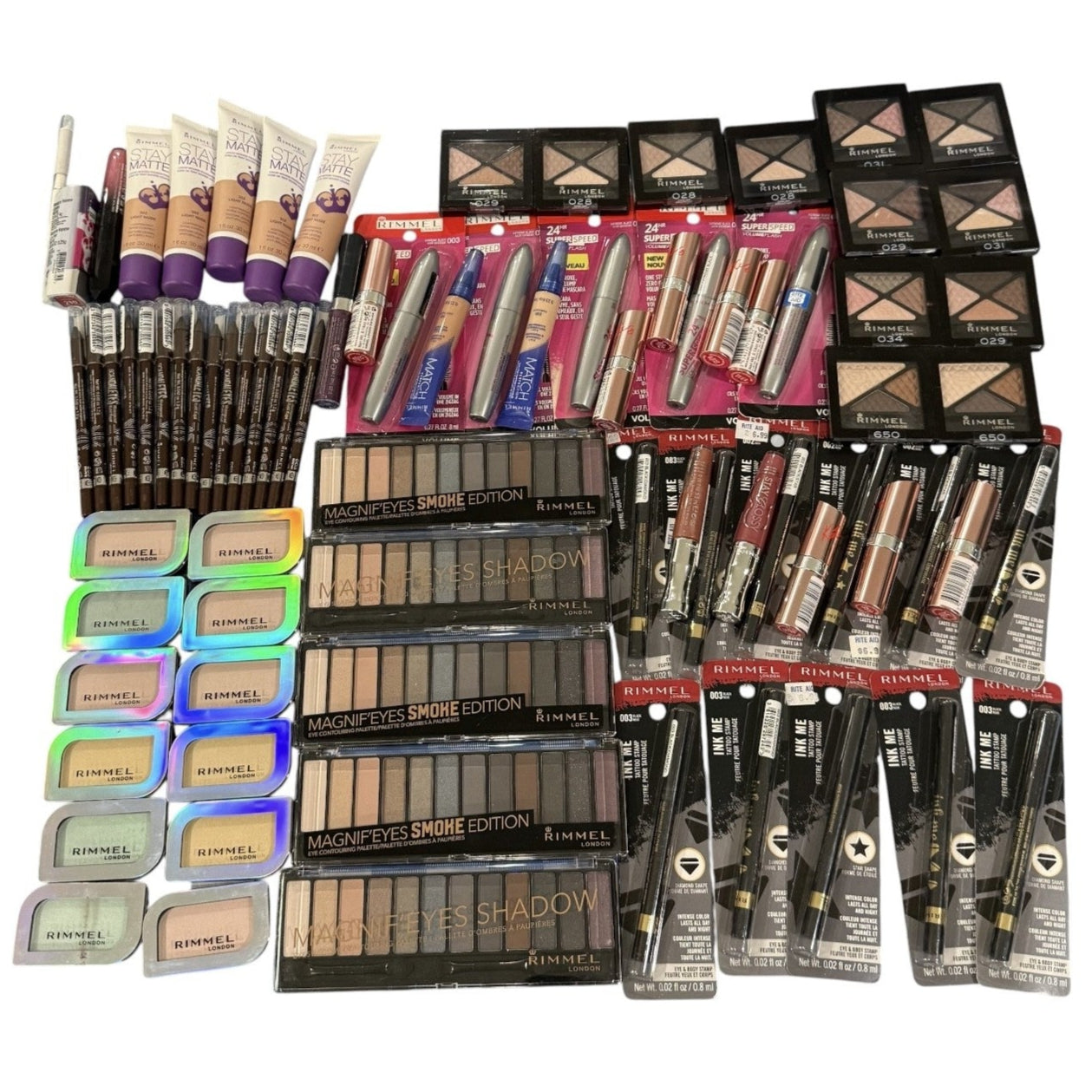 Shelf Pull Makeup - Rimmel London Cosmetics Assorted Products Mixed Lot - 80 PCs Lot inventory ecommerce ebay amazon fela market surplus overtock liquidations garage sale deals